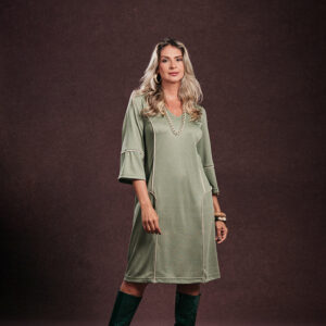 VESTIDO AGATA DET. VIES MALHA VERDE P