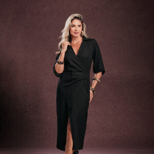 VESTIDO FERNANDA DRAPEADO CHIFFON PRETO