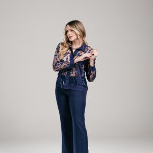 CALÇA HILDA ALFAIATARIA CREPE MARINHO