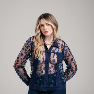 JAQUETA CIDADET. LISOS TULE BORDADO MARINHO