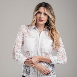 CAMISA LEANDRA ZIPER FRENTE RENDA BRANCA