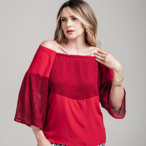 BLUSA GEANE PALA E MG. TELA VERMELHA