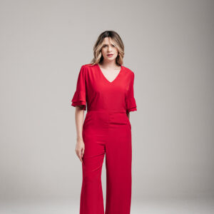 MACACAO MARILDA MANGA JABOT CREPE LISO VERME