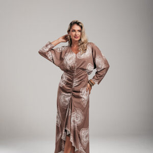 VESTIDO ZULMA DRAPEADO FRENTE SEDA ESTAMPADO