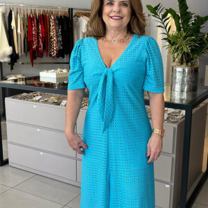 VESTIDO MARILENE LAÇO BUSTO LAISE MALHA AZUL