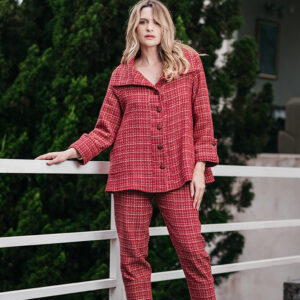 CALÇA ALDA EM TWEED VERMELHO