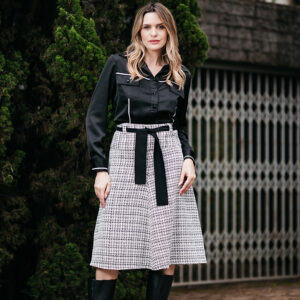 SAIA MARCELA EM TWEED PRETO BRANCO